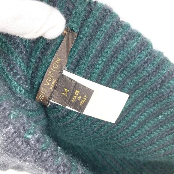 LOUIS VUITTON beanie hat knit hat knit cap LV logo Knit hat wool gray/Green